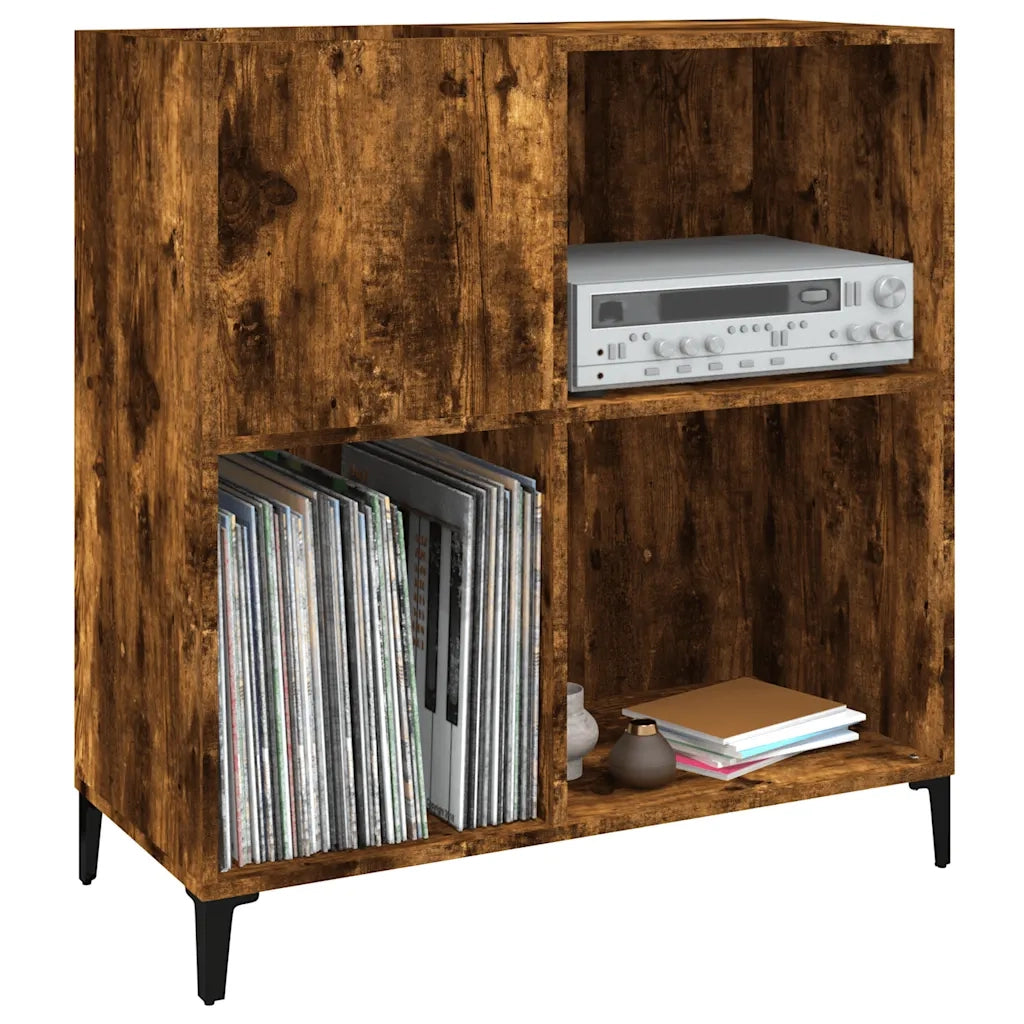 Mobile Porta Dischi Rovere Fumo 84,5x38x89 cm Legno Multistrato 832002