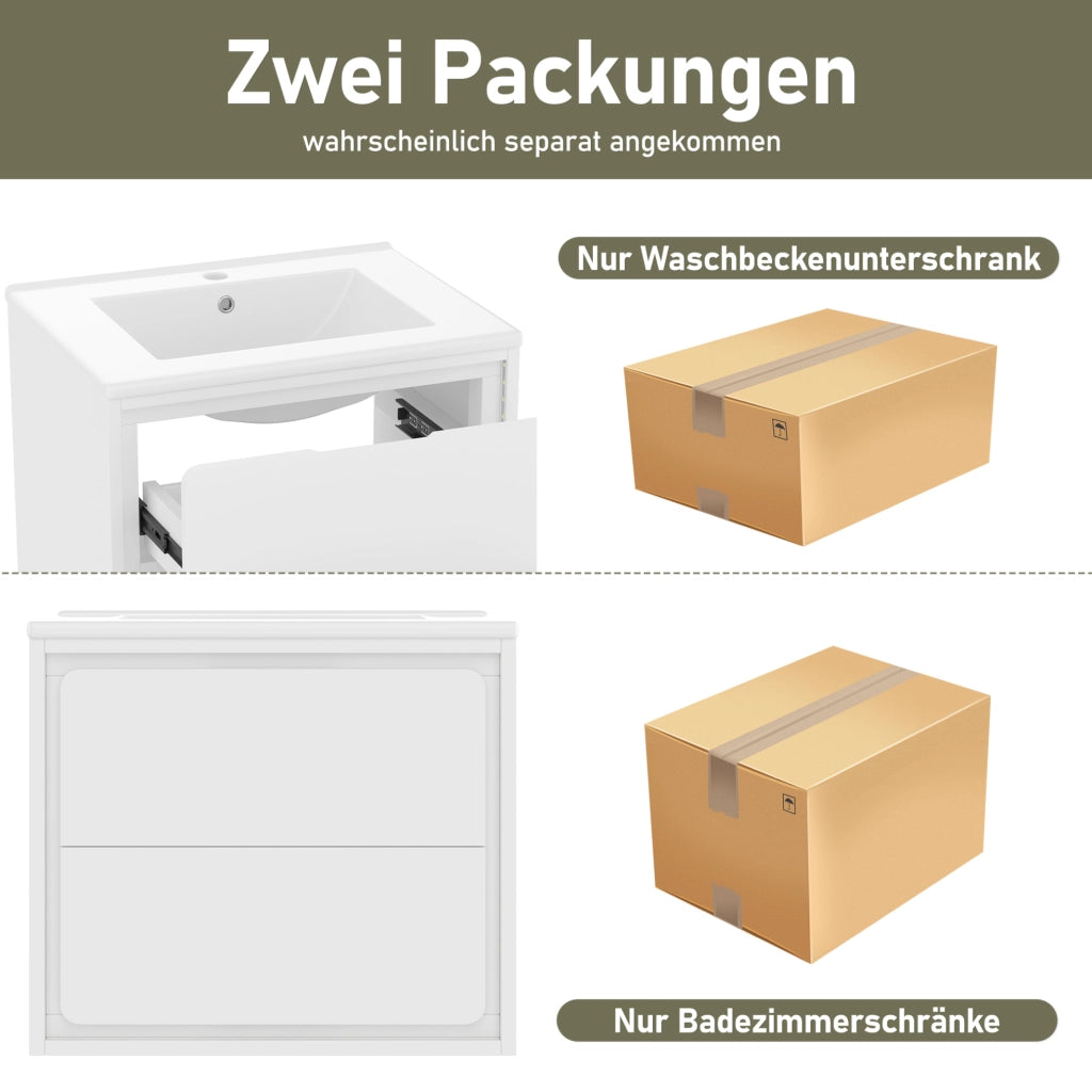 Mobile bagno sospeso 60x46x50 cm con lavabo integrato e illuminazione a sensore radar