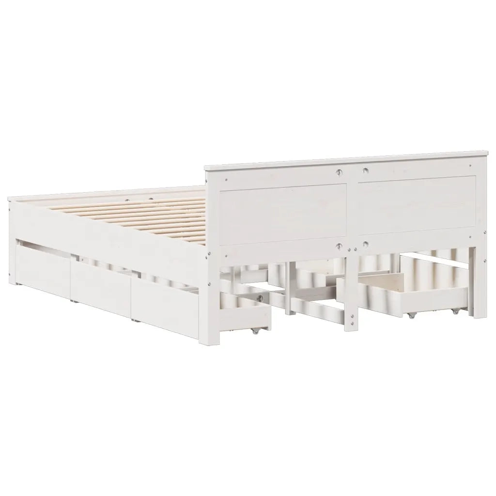 vidaXL Giroletto senza Materasso con Testata Bianco 140x200 cm Pino
