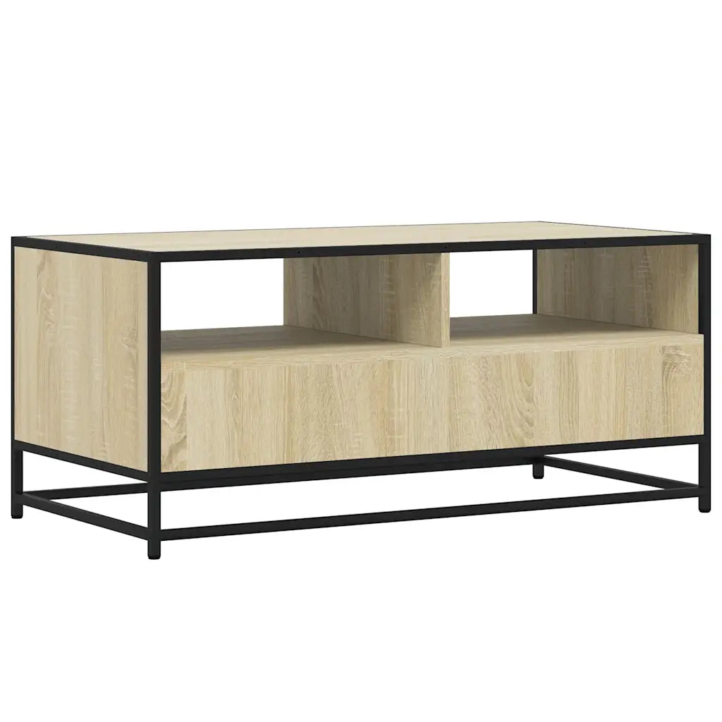 Tavolino Rovere Sonoma 100x50x45 cm Legno Multistrato e Metallo 848785