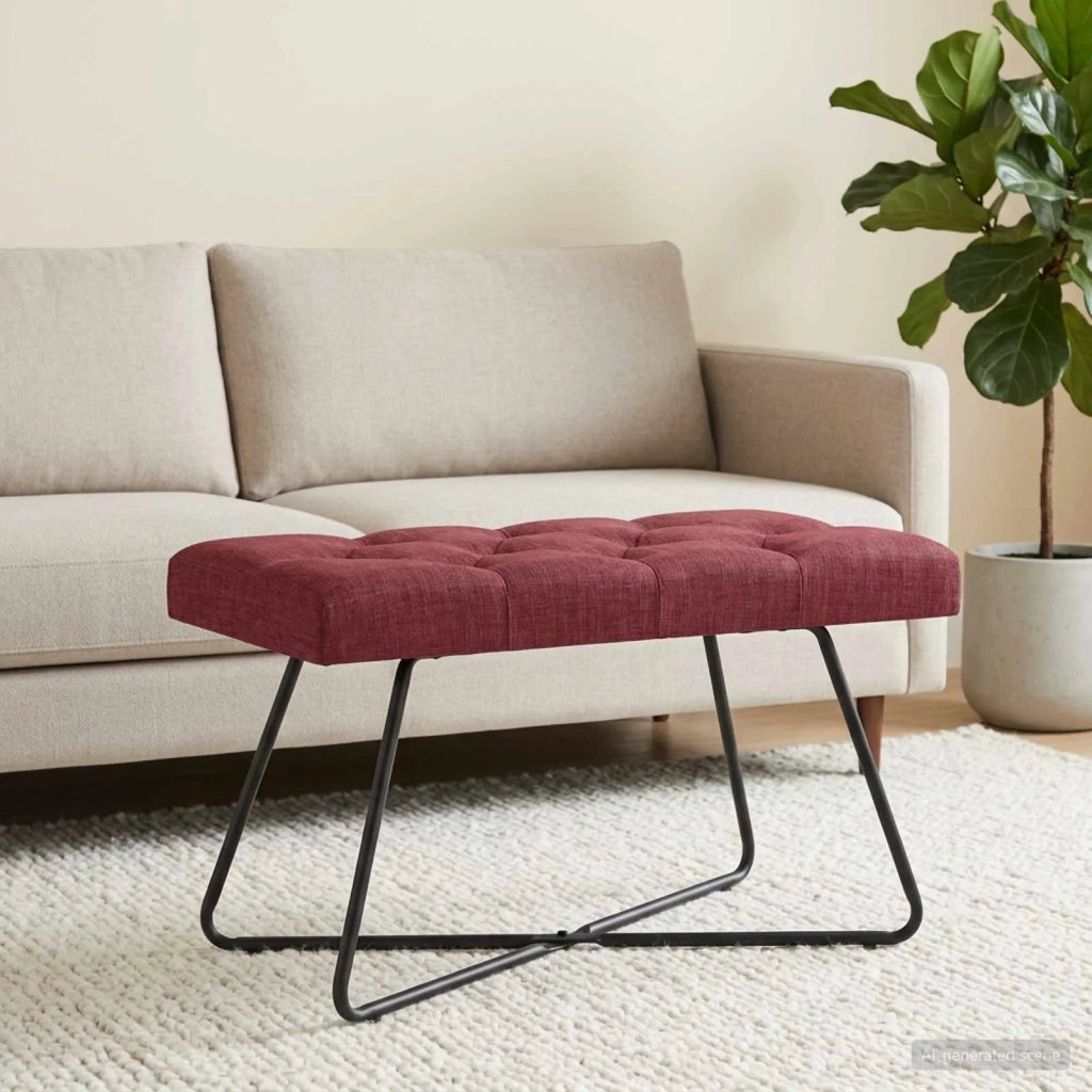 Panchina con bottoni imbottiti Rosso Vino 80 x 40 x 46 cm 42038360