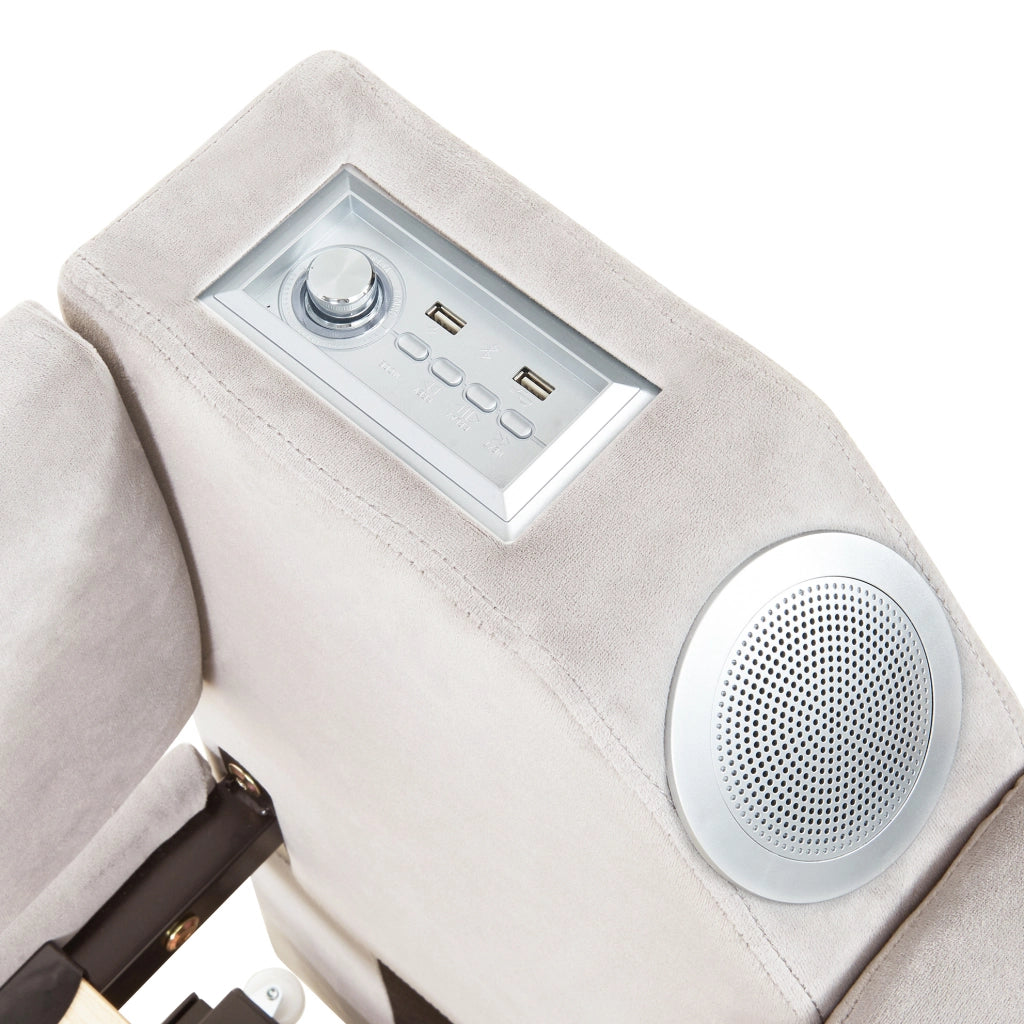 Divano letto matrimoniale estensibile 90/180x190 cm in velluto beige con Bluetooth e USB
