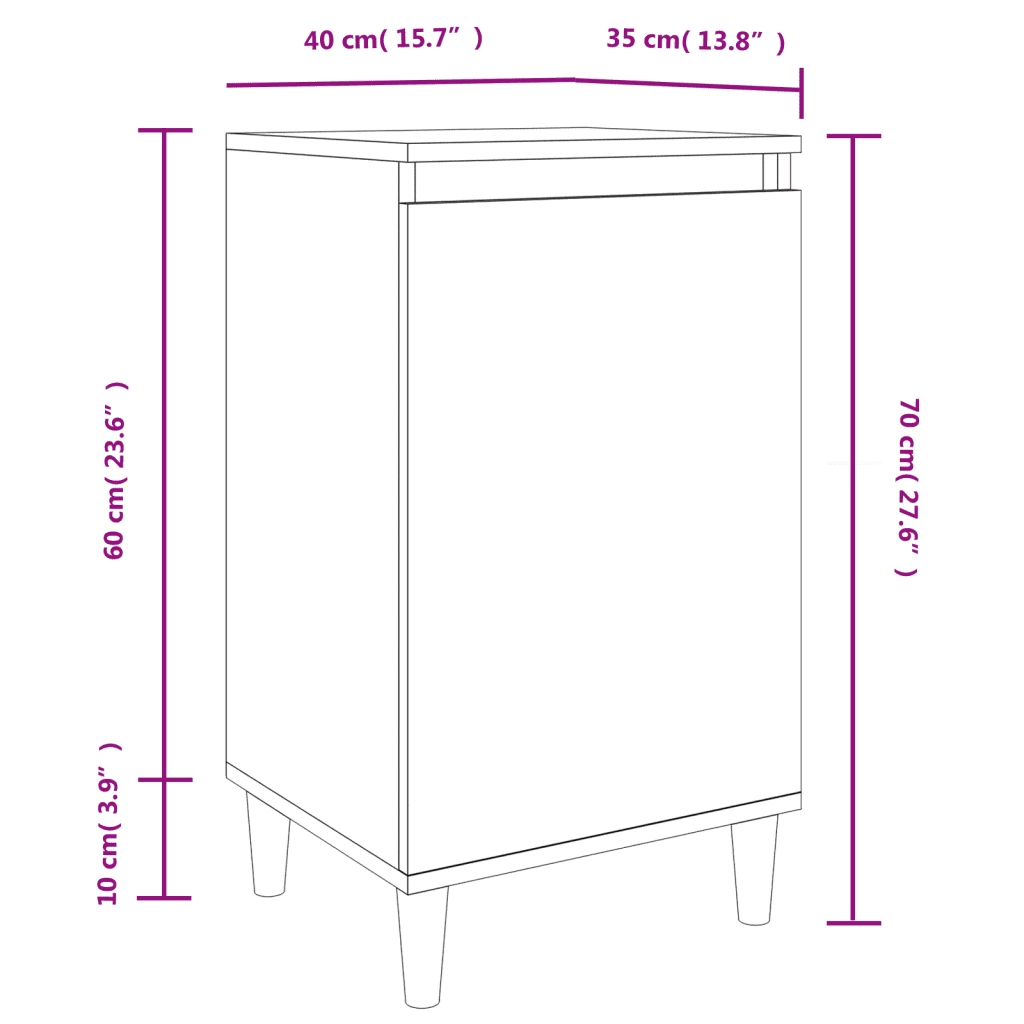 Set di 2 Comodini | Armadio da Notte | Mobiletto da notte Rovere Marrone 40x35x70 cm in Legno Multistrato