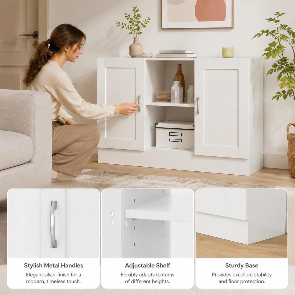 Sideboard White 120x30.5x70 Cm Wood-based Material