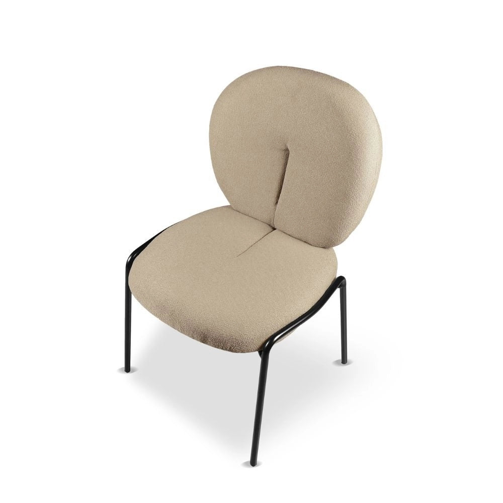 Set 2 Sedie da pranzo tessuto teddy beige Sirio 53x39x94h