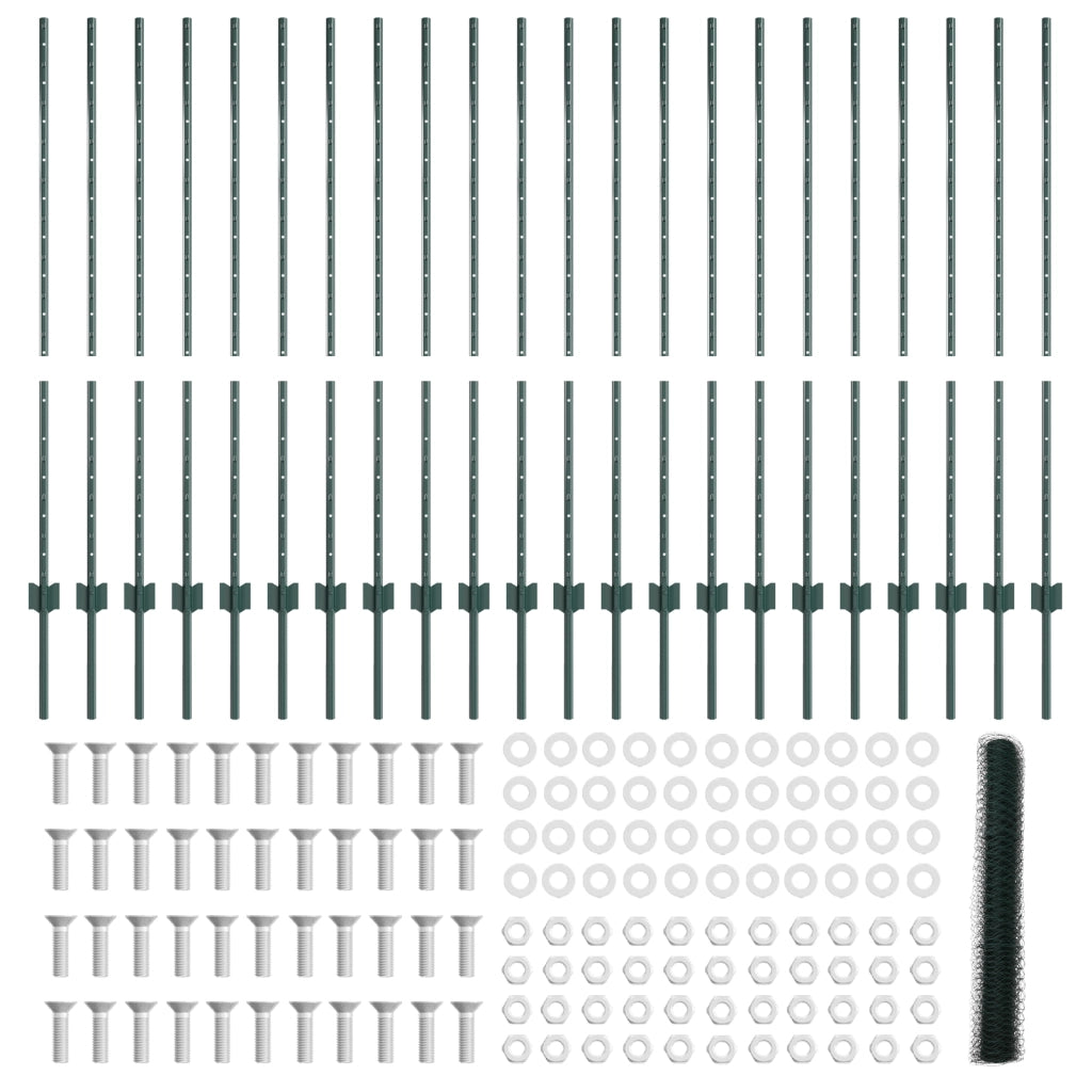 Pali per Recinzione  11 pcs U-Channel Verde 120 cm Acciaio