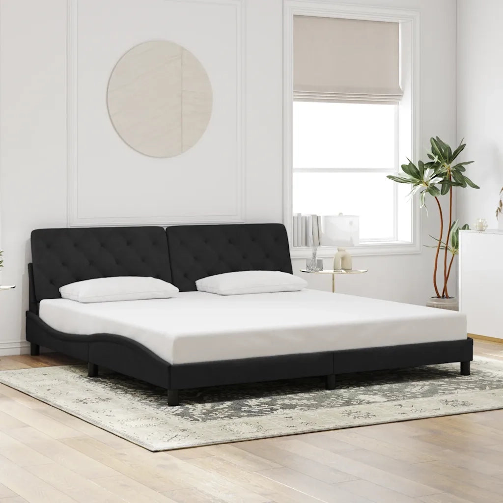 Letto matrimoniale | Letto per adulti | Giroletto senza Materasso Nero 200x200 cm in Velluto