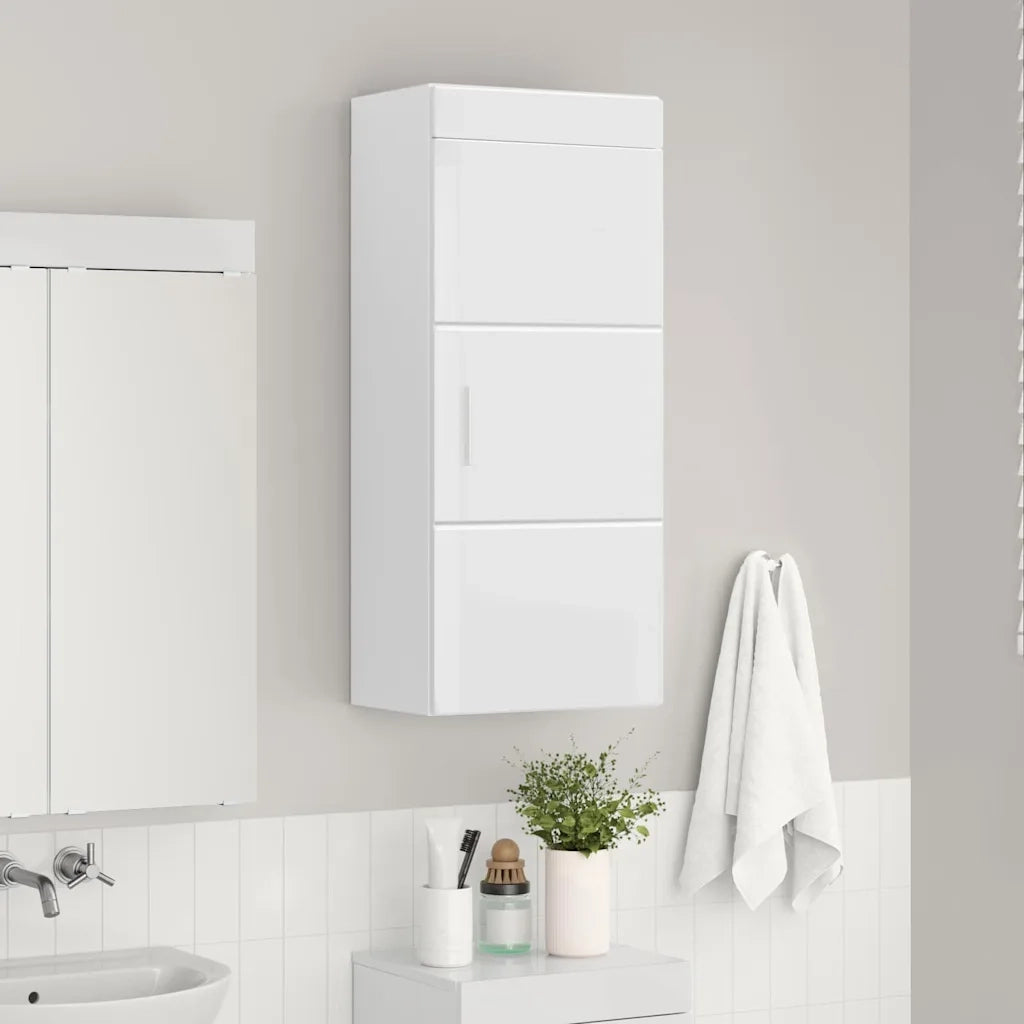 Armadio da Bagno | Mobile da Bagno a muro TULUM Bianco Lucido 37 x 24,5 x 86 cm