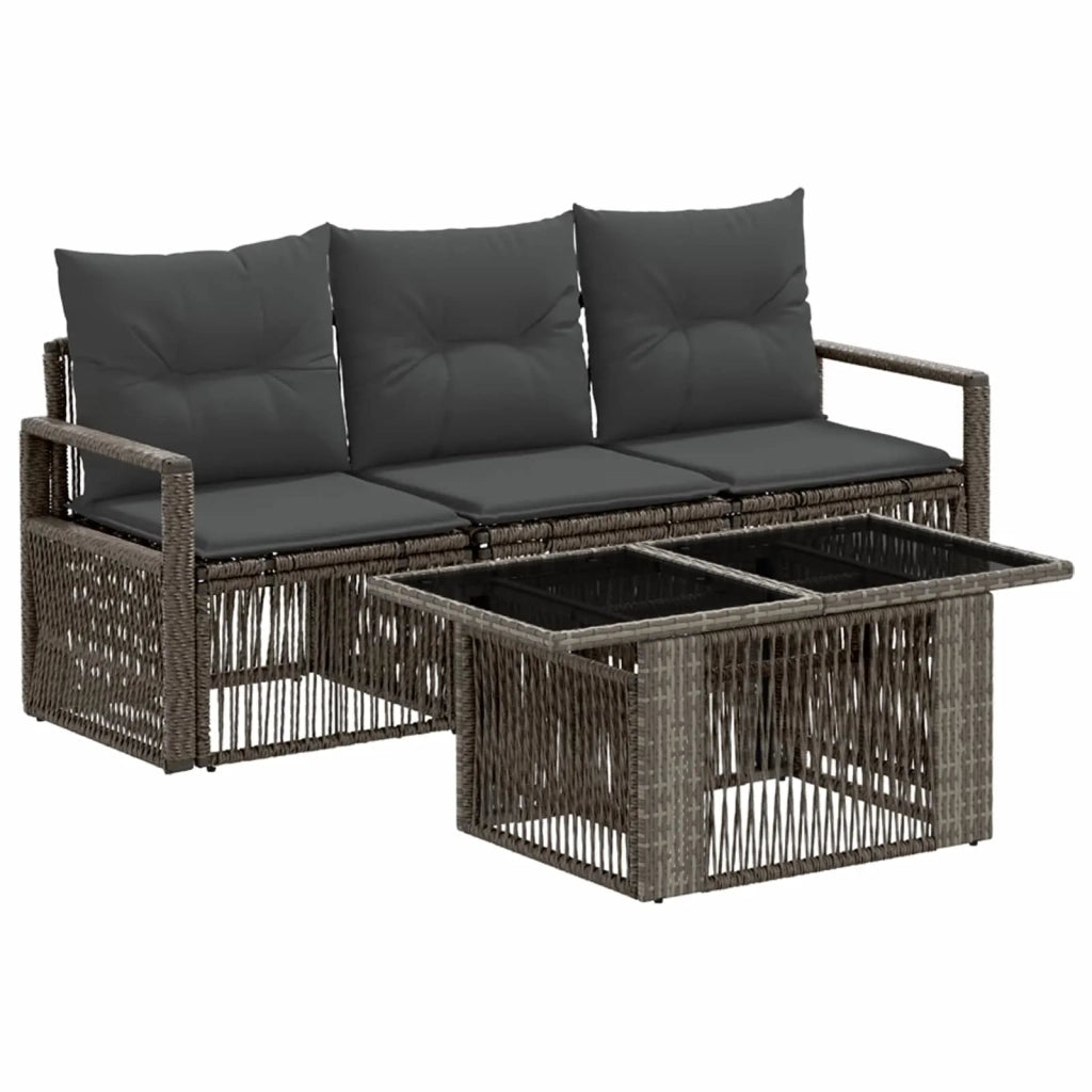 Set Divano da Giardino 4 pz Grigio e Grigio Scuro polyrattan 3437045