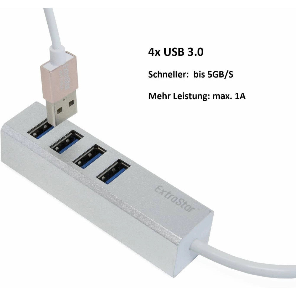 Trade Shop - Ciabatta Usb Multipresa Hub Con 4 Porte Usb 3.0 + Micro Usb Per Pc E Laptop -