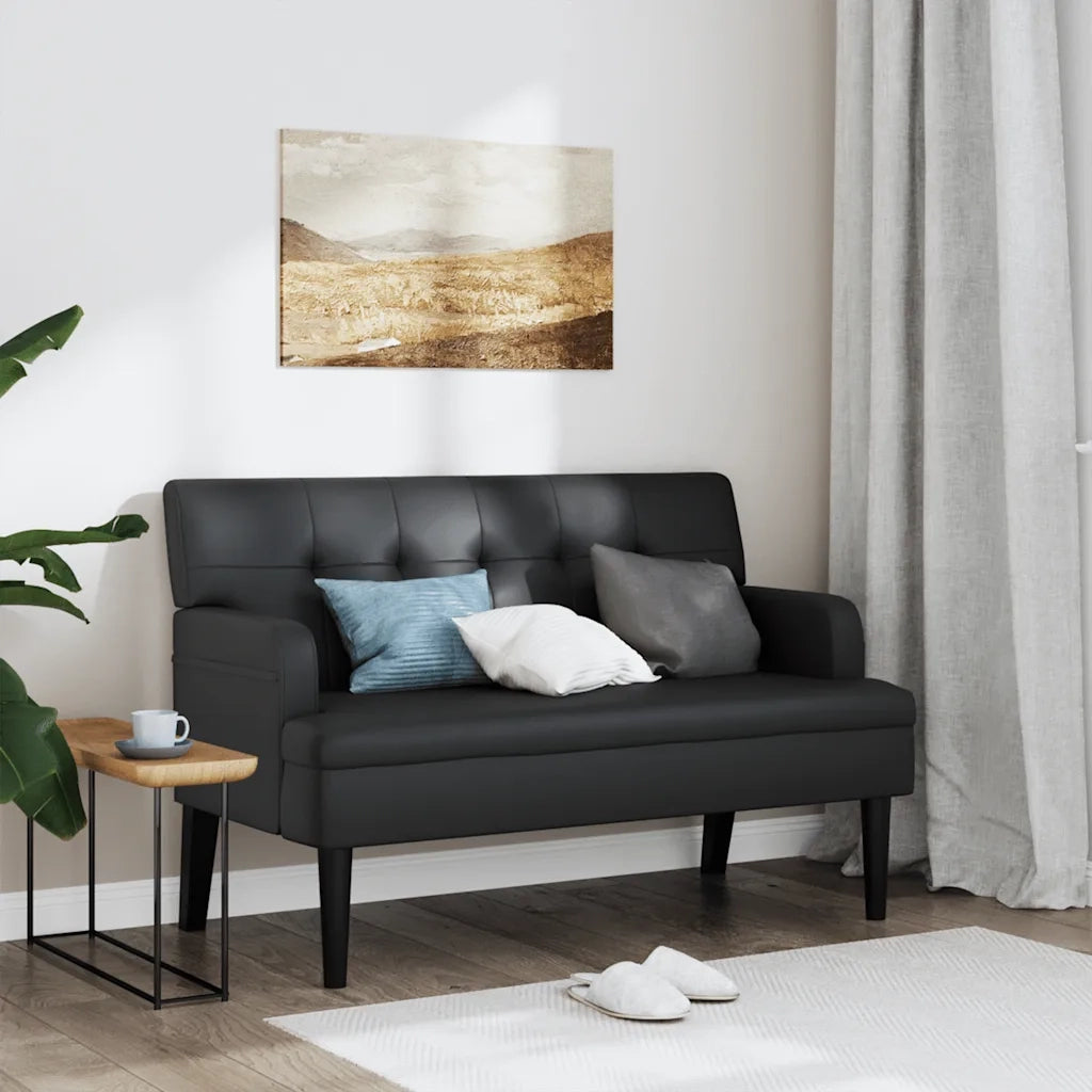 Panca con schienale nera 112x65,5x75 cm in similpelle 372153