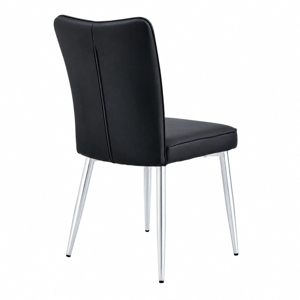 Set di 2 sedie da pranzo in PU nero con gambe argento