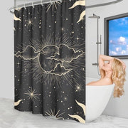 Douchegordino 180 x 180 cm nero oro resistente alla muffa 100% poliestere douchegordino premium lavabile in macchina incl. uncini in plastica