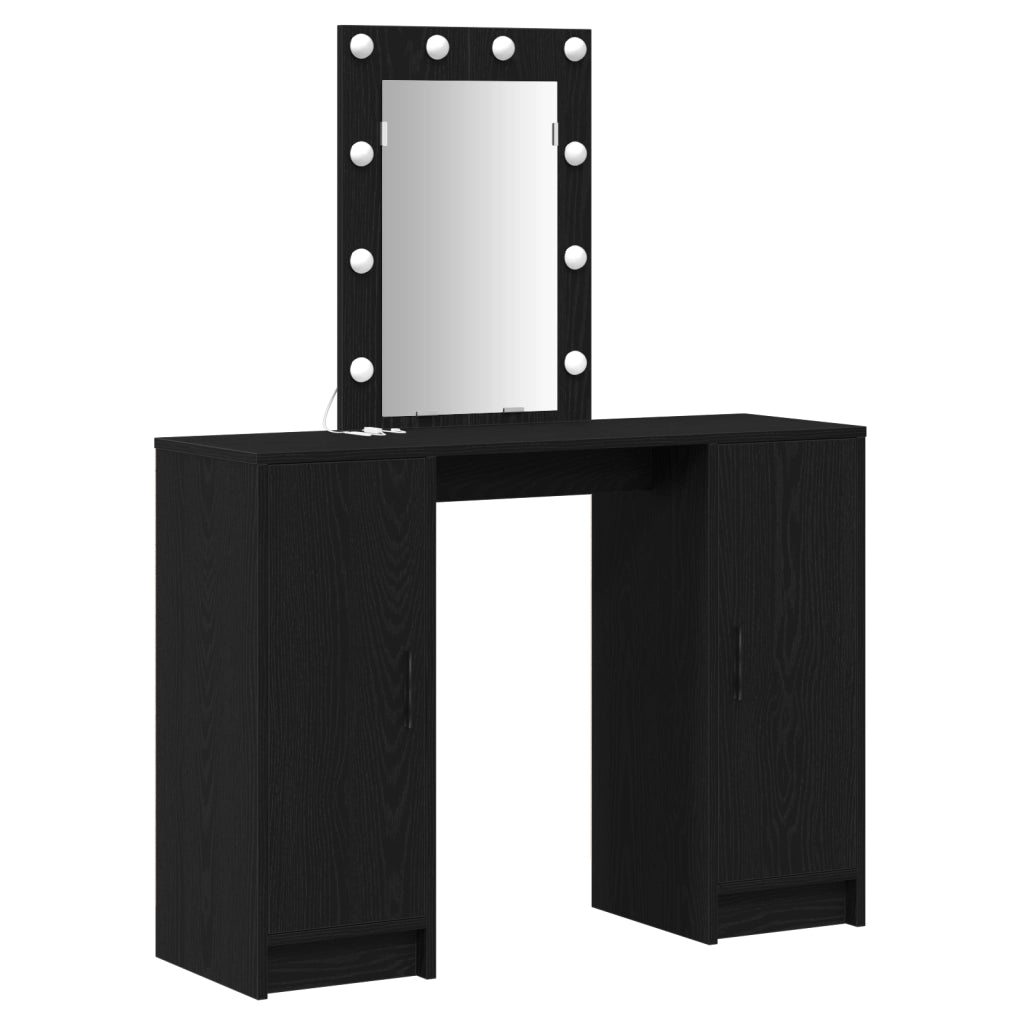 Tavolo da trucco  con luci LED Nero Rovere 102x33x135 cm