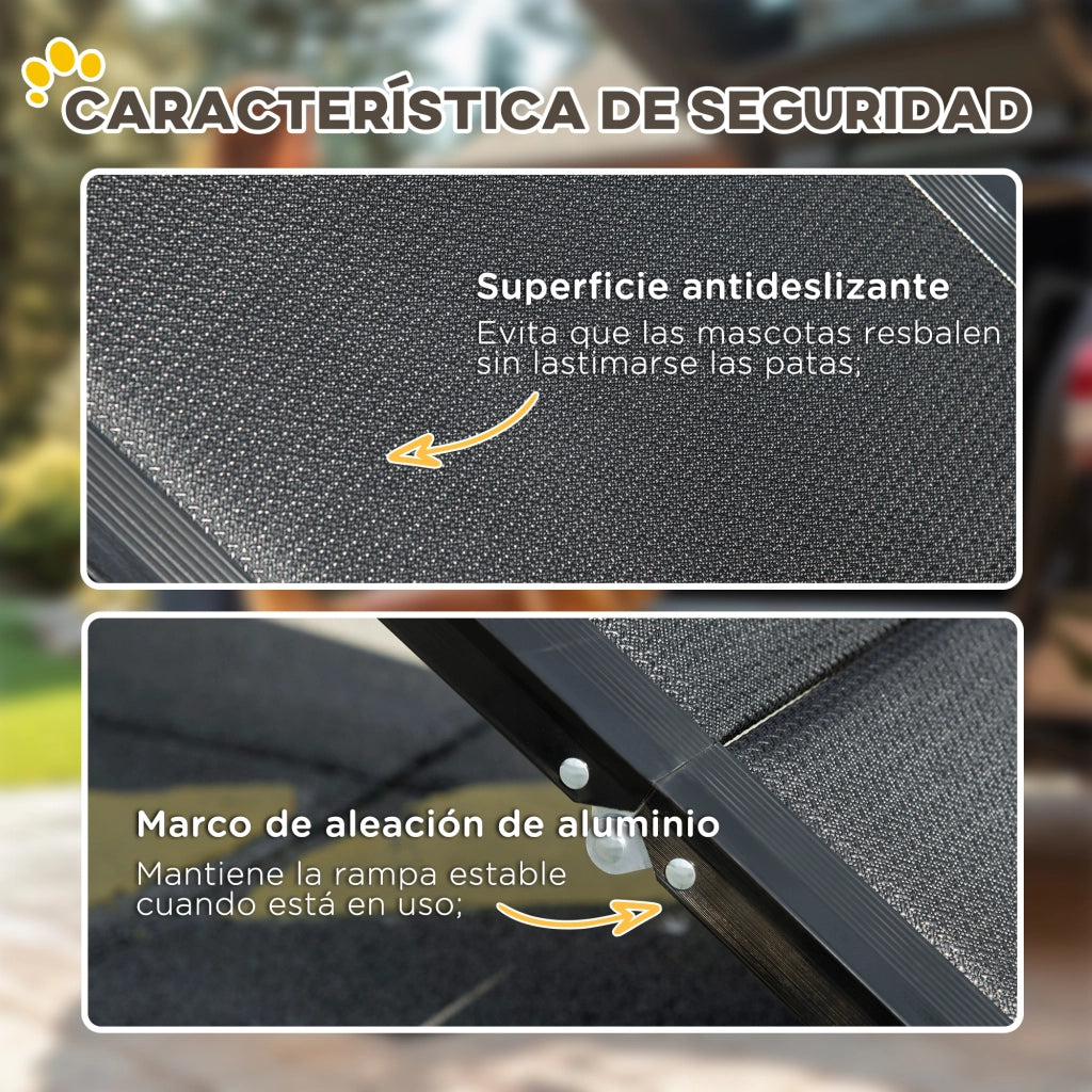 Rampa Pieghevole per Cani ¨C zephmum ¨C Alluminio Antideslizante 158x43.5x2.5 cm Nero
