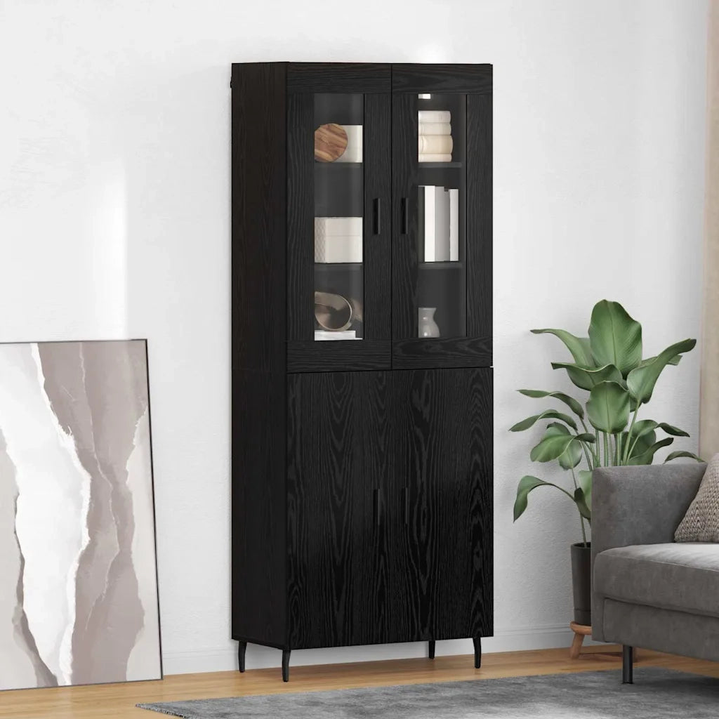 Credenza 2 pz | Madia | Buffet da pranzo | Armadio da pranzo Rovere Nero Legno multistrato