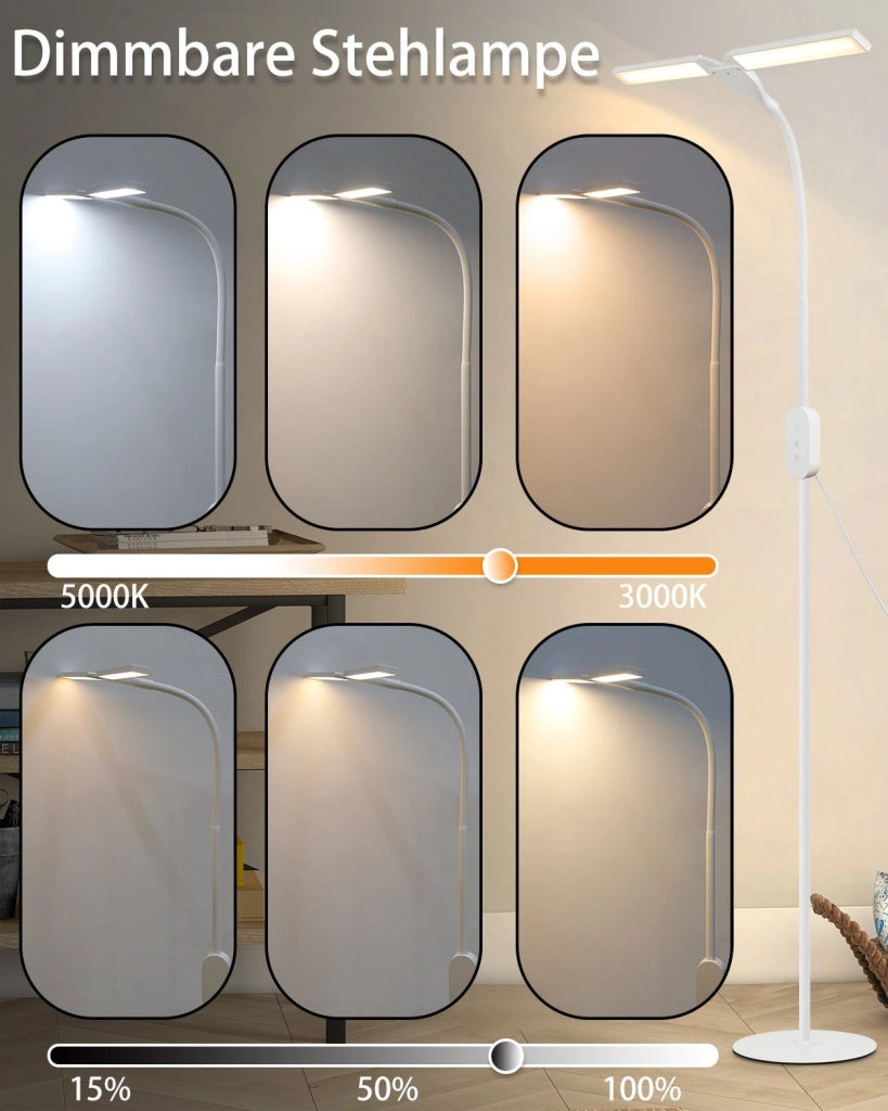 ZMH Lampada da terra a LED dimmerabile luce di lettura a LED da 9W timer memoria tocco regolabile