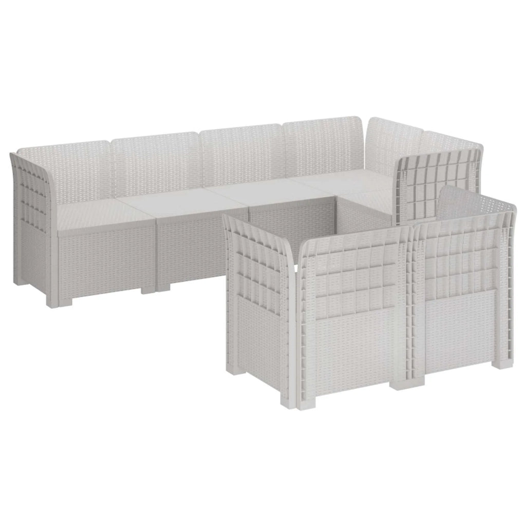 Divano da Giardino 7 Posti Aspetto Rattan PP Bianco 3444140