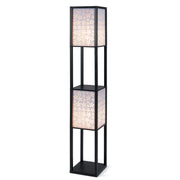 Lampada da terra con 2 ripiani 26 x 26 x 156 cm doppia accensione design accogliente MDF nero 20_0012295