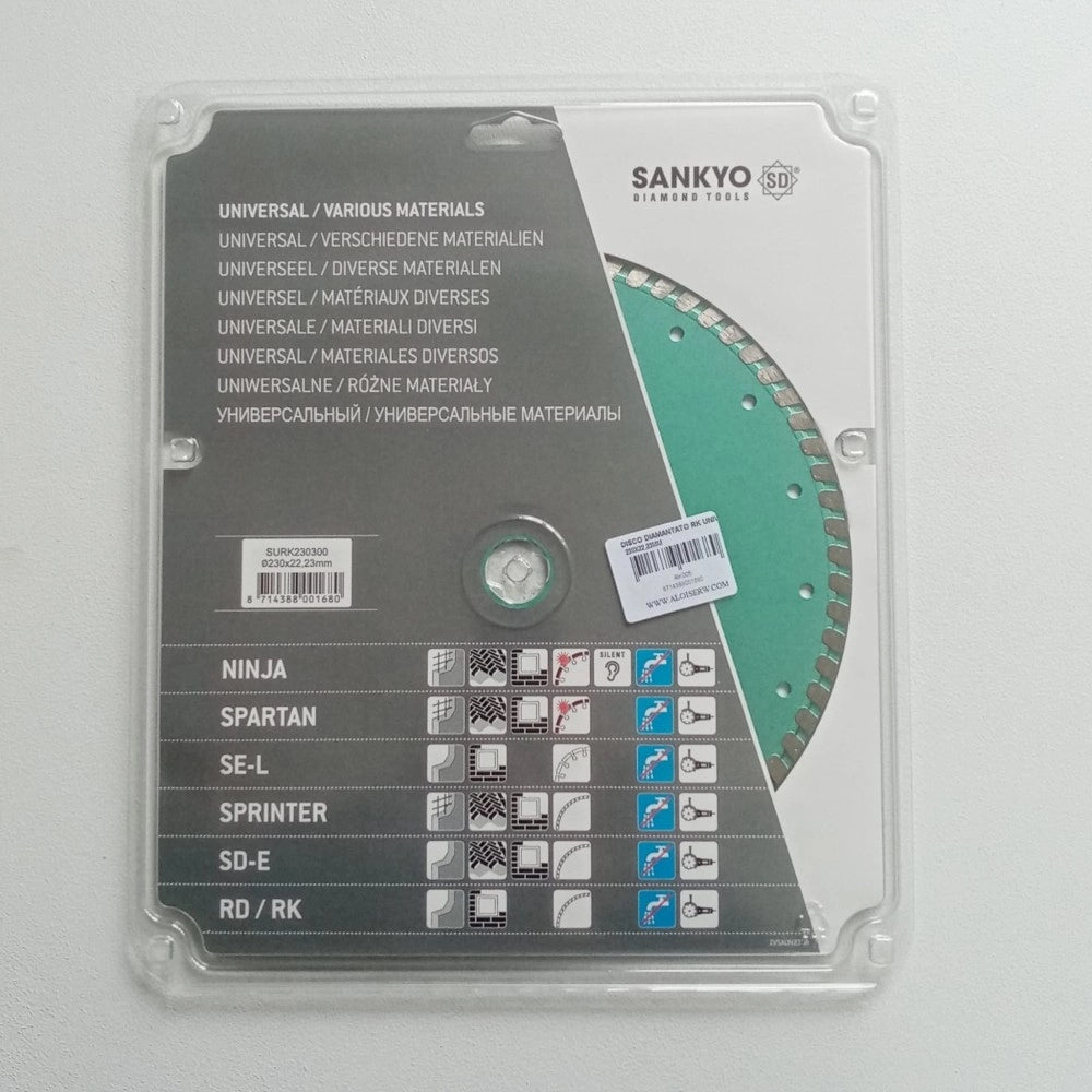 Sankyo rk 230mm disco diamantato universale per taglio cemento, cemento armato, granito, mattoni