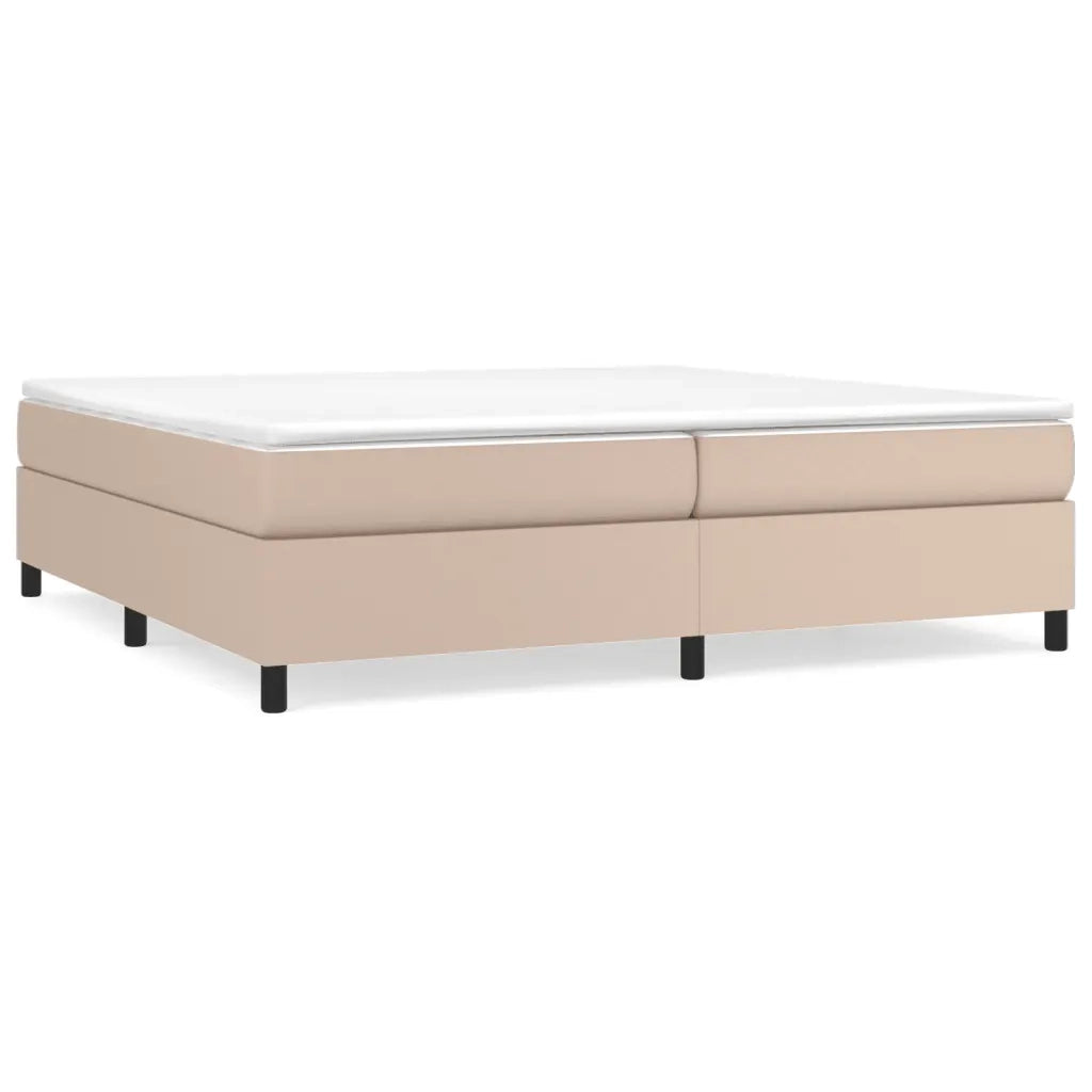 Struttura Letto a Rete a Molle-Giroletto Cappuccino 200x200 cm in Similpelle 107118
