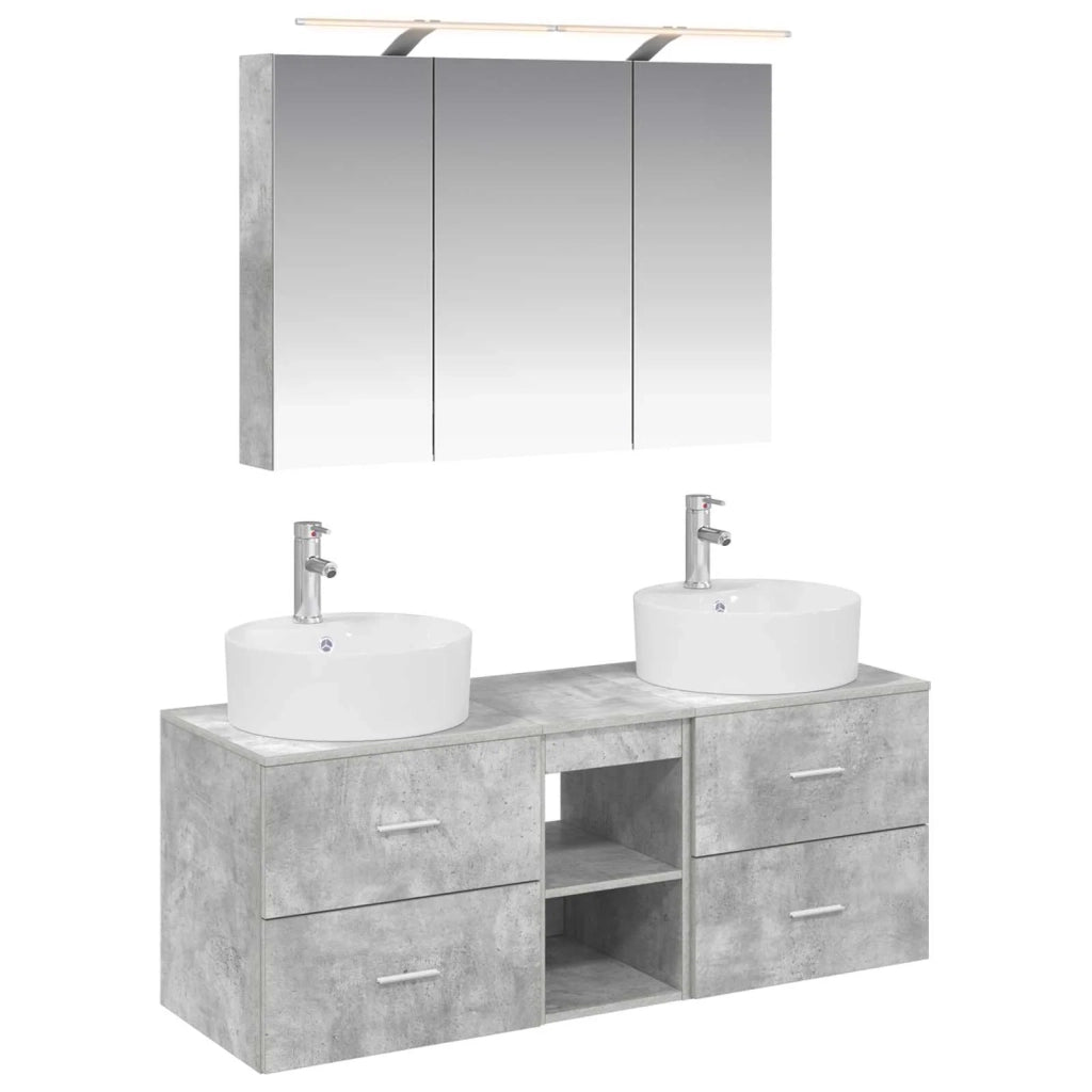 Set di mobili per il bagno 4 pcs Grigio Cemento 3406898