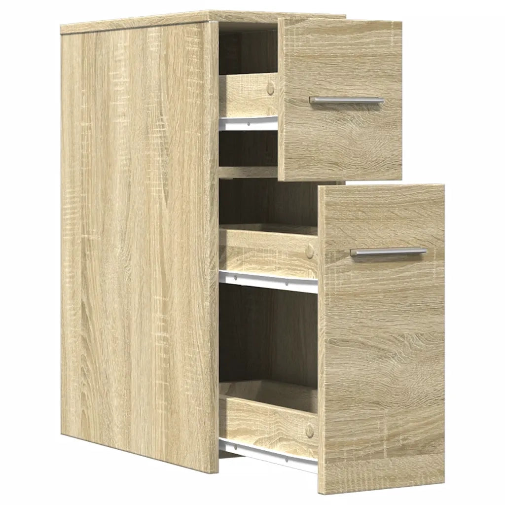 Armadietto da Bagno Stretto con Ruote Rovere Sonoma Truciolato