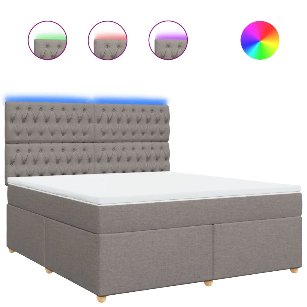 vidaXL Giroletto a Molle con Materasso Tortora 180x200 cm in Tessuto