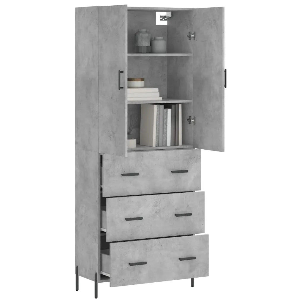 Credenza Grigio Cemento 69,5x34x180 cm in Legno Multistrato 3195855