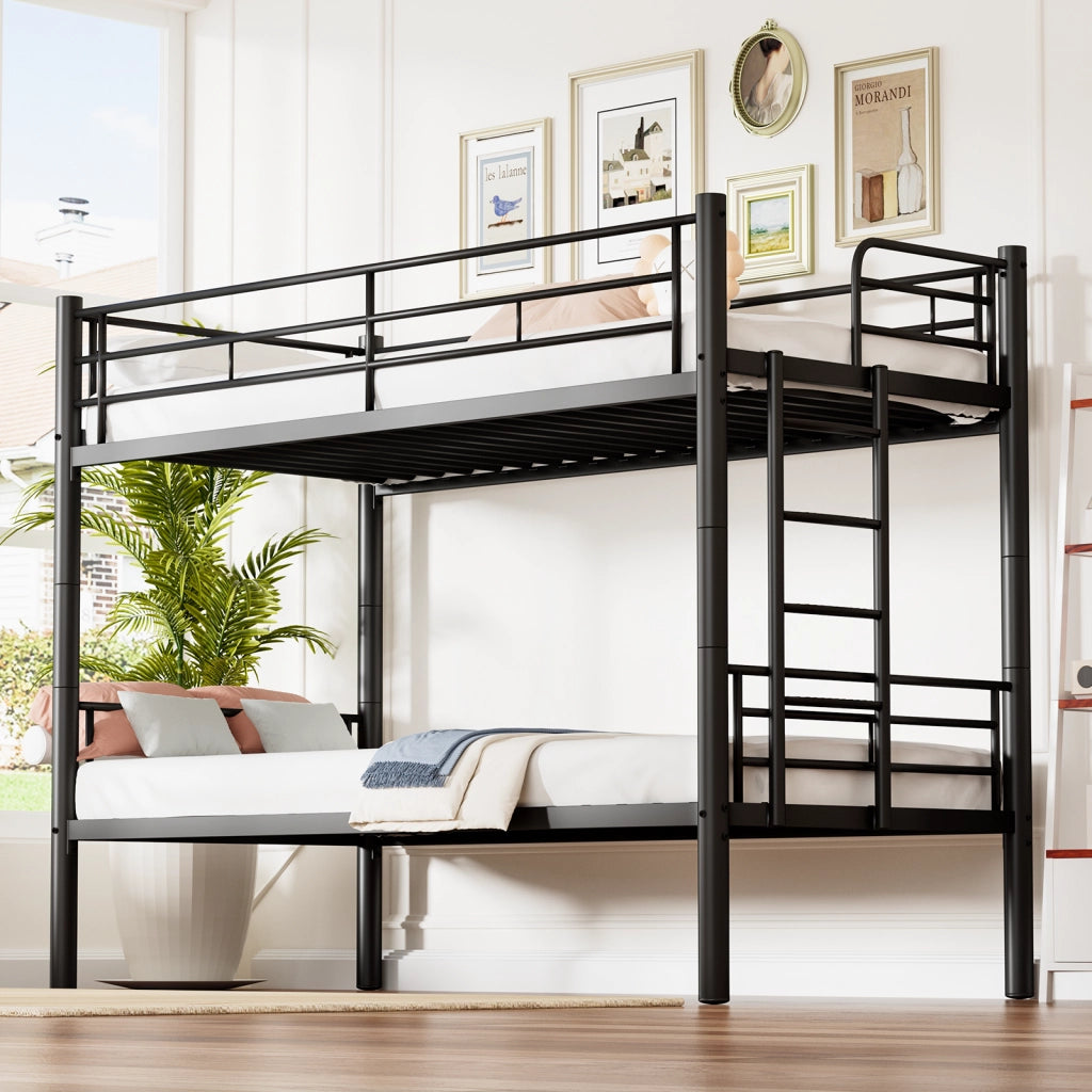Etagenbett mit Sicherheitsgel?nder metallo nero 90x200 cm