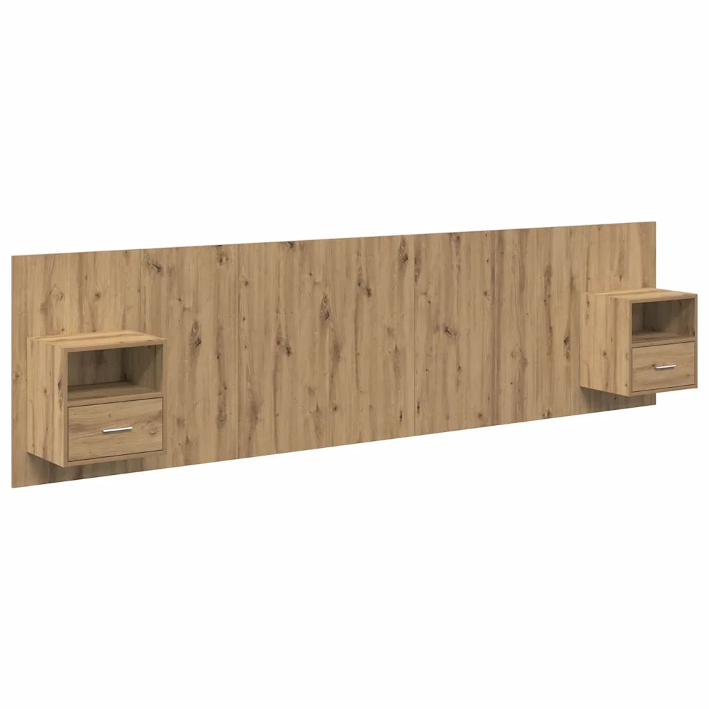 Testiera | Testata con Comodino 3 pcs Rovere artigianale Legno multistrato