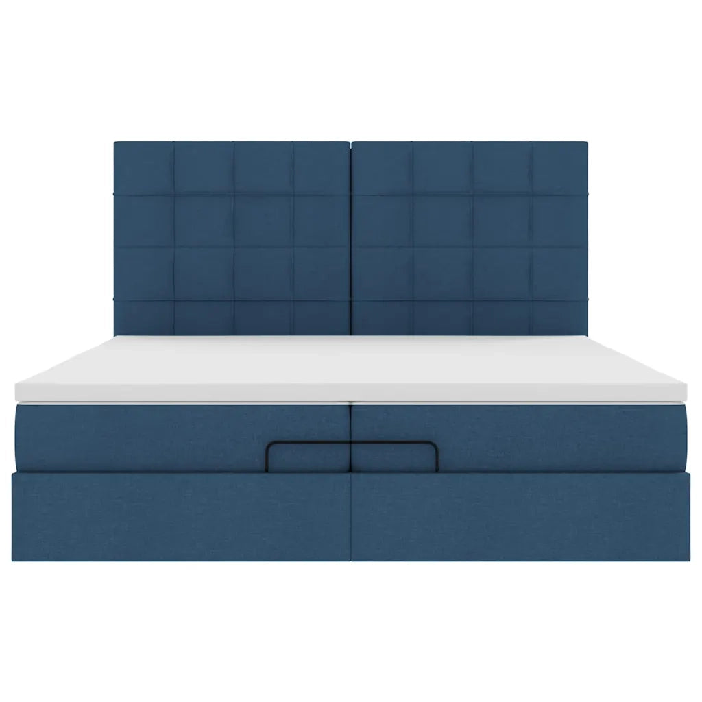 vidaXL Struttura Letto Pouf con Materassi Blu 200x200 cm in Tessuto