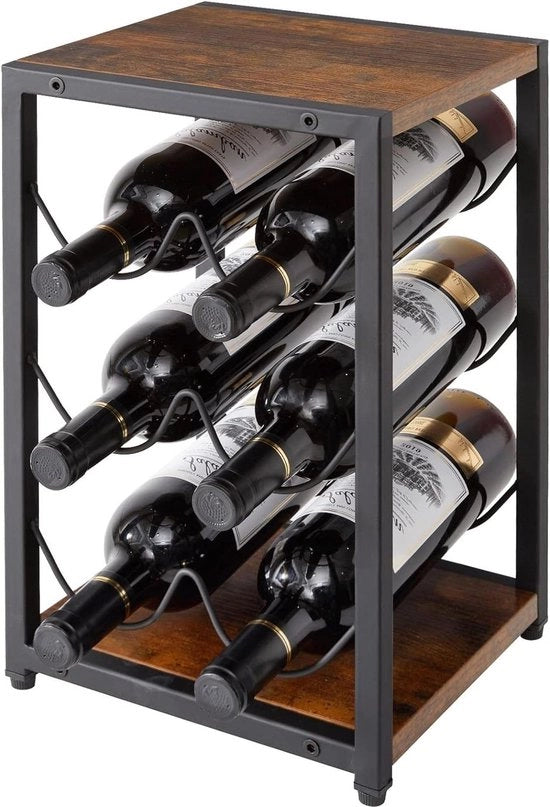 Wijnrek 6 flessen metallo, libero, orizzontale, 3 livelli, vintage, per kast, cucina, bar, cantina TMJ901H