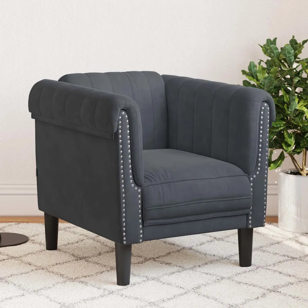Poltrona-Divano Sedia-Poltroncina Grigio Scuro in Velluto