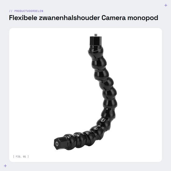 Supporto per fotocamera a monopodo flessibile a 12 sezioni con foro 1/4 pollice - supporto per fotocamera sportiva - leggero e duraturo - accessibile da ogni angolazione - braccio per fotocamera