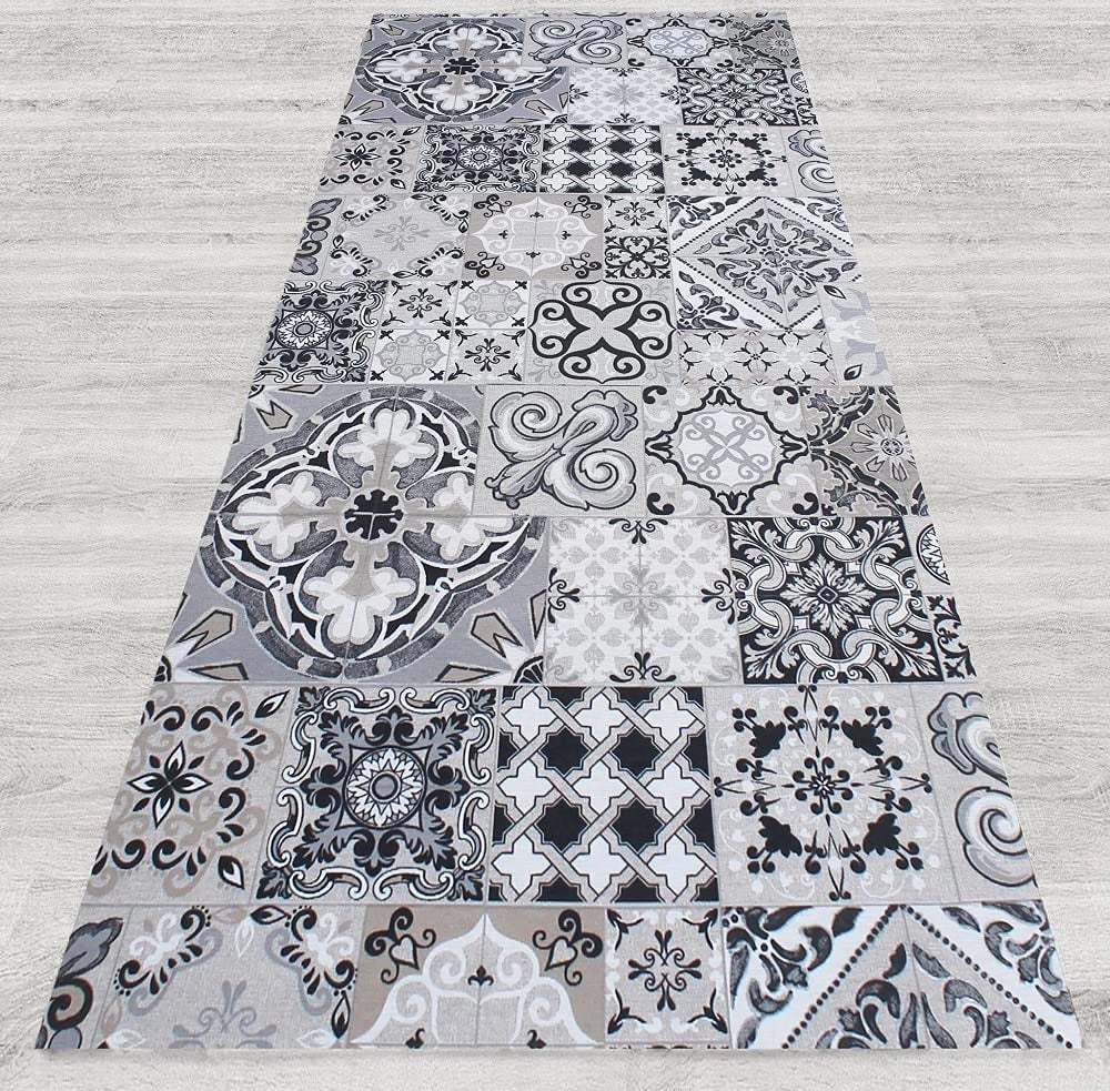 Tappeto passatoia antiscivolo made in Italy diversi modelli 50x450cm - MaiolicaGrigia