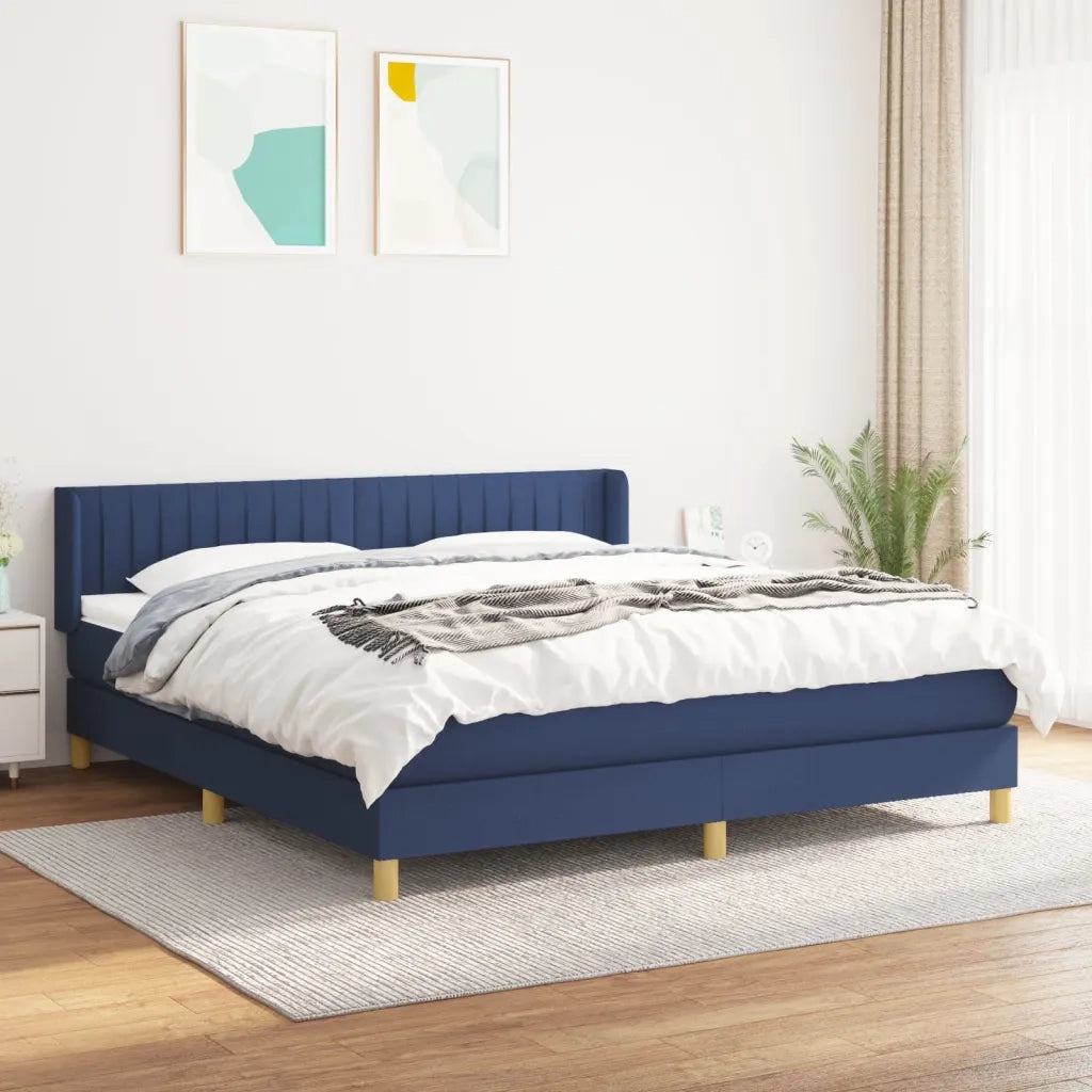 Giroletto a Molle con Materasso Blu 180x200 cm in Tessuto