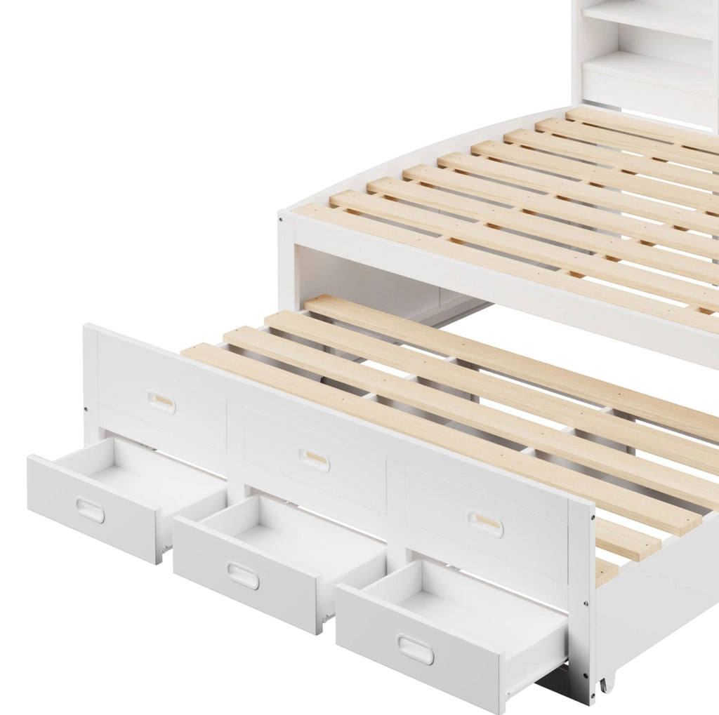 Letto multifunzionale con LED, 3 cassetti e ricarica USB + Type-C