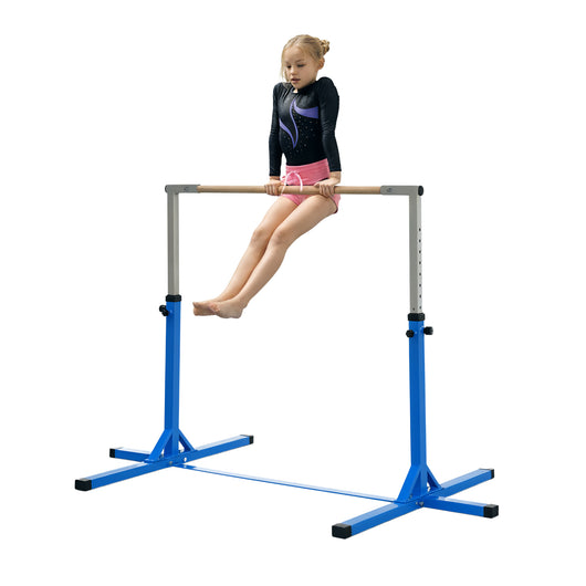 Sbarra per Ginnastica Artistica o Danza Classica Altezza Regolabile 92-150 cm in Acciaio e Legno Blu