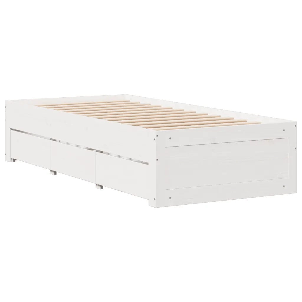 Giroletto senza Materasso con Cassetti Bianco 90x200 cm Pino