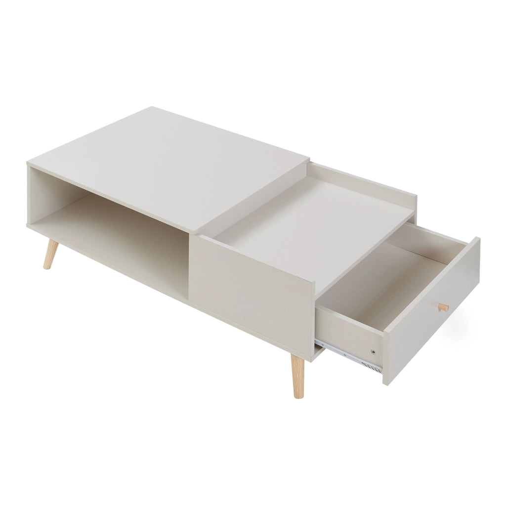 Tavolino Basso da Salotto Hallevil con Cassetto e Vano Aperto 106 x 59 x 44 cm - Bianco [en.casa]