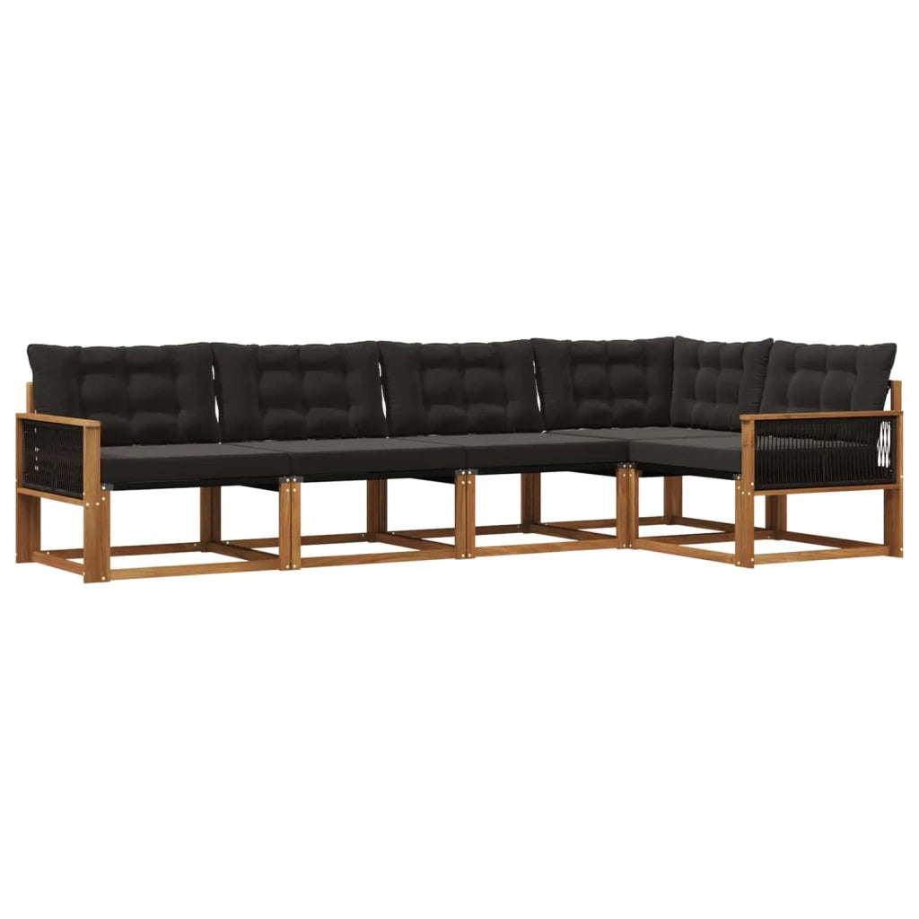 Set di divani da esterno 5 pz Naturale e Nero 3381424