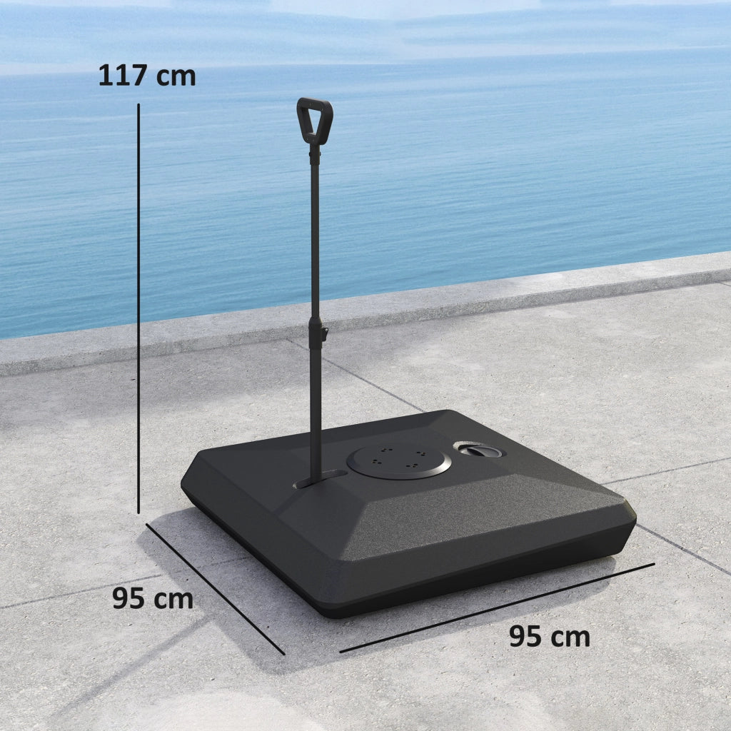 Basamento per Ombrellone da Giardino ¨C zephmum ¨C Nero, HDPE, Riempibile con Acqua o Sabbia
