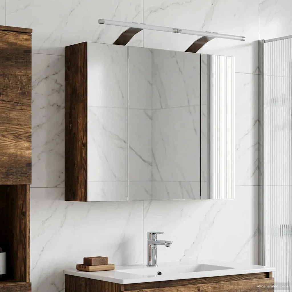Mobiletto per specchio da bagno Rovere fumé 60 x 14,5 x 50 cm 889083