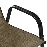 Sedie da Giardino Set 4 Pezzi, Sedie da Esterno Impilabili in Metallo e Tessuto Traspirante, Marrone