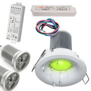 Faretti IP65 cromoterapia incasso box doccia sauna LED 18W 12V RGB KIT 2pz controller WiFi centralina Alexa Google TONDO