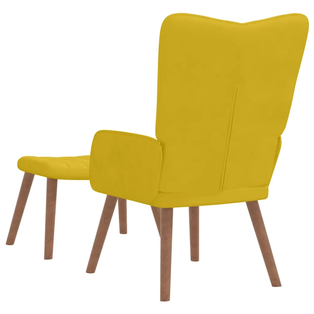 Divano Sedia-Poltrona Relax con Poggiapiedi Giallo Senape in Velluto 799332
