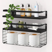 Pannello di supporto oscillante industriale 40 cm Pannello di legno con cassetto di stoccaggio in metallo nero - Pannello per bagno camera da letto soggiorno cucina home office ripiano di supporto per muro