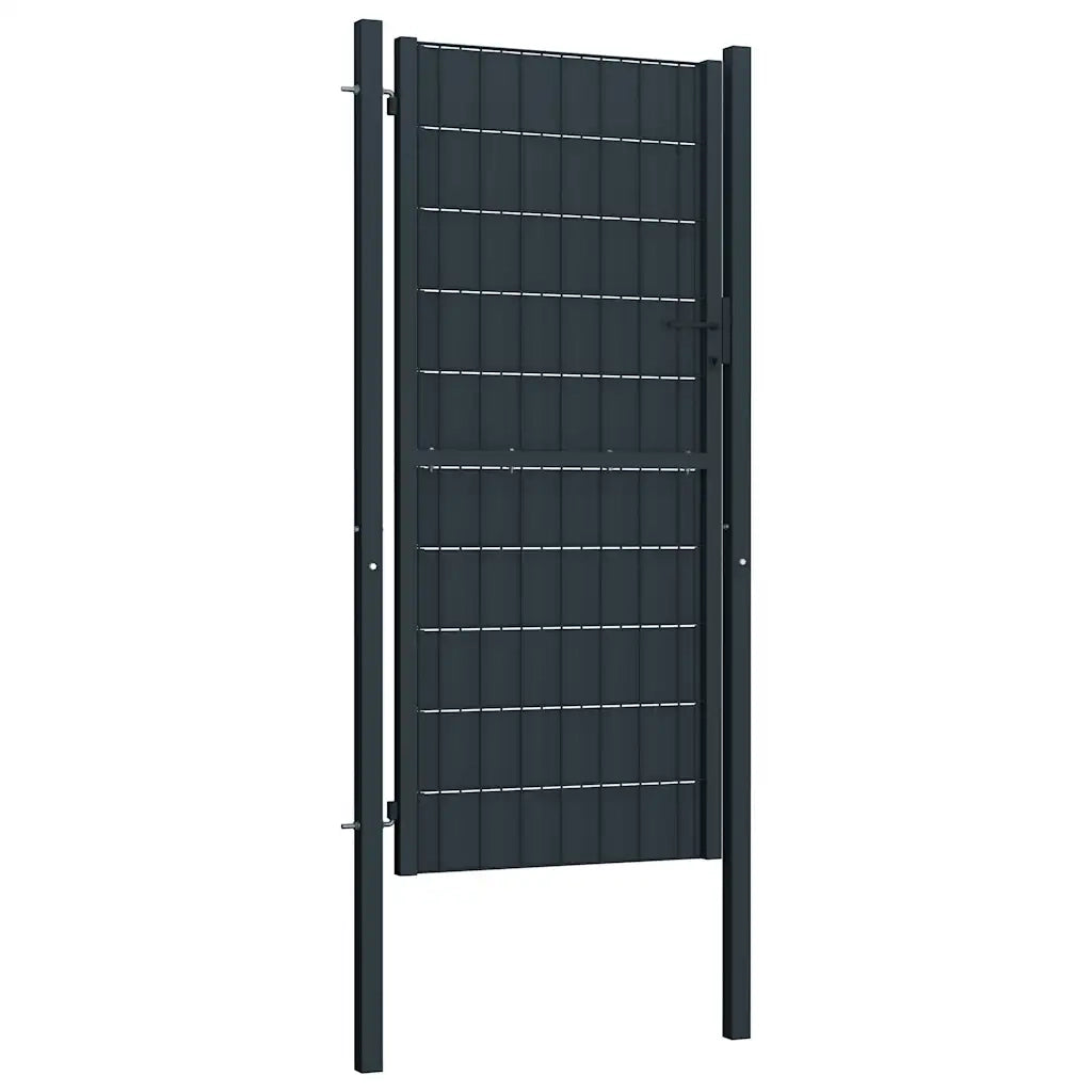 Cancello per Recinzione in PVC e Acciaio 100x124 cm Antracite 145234