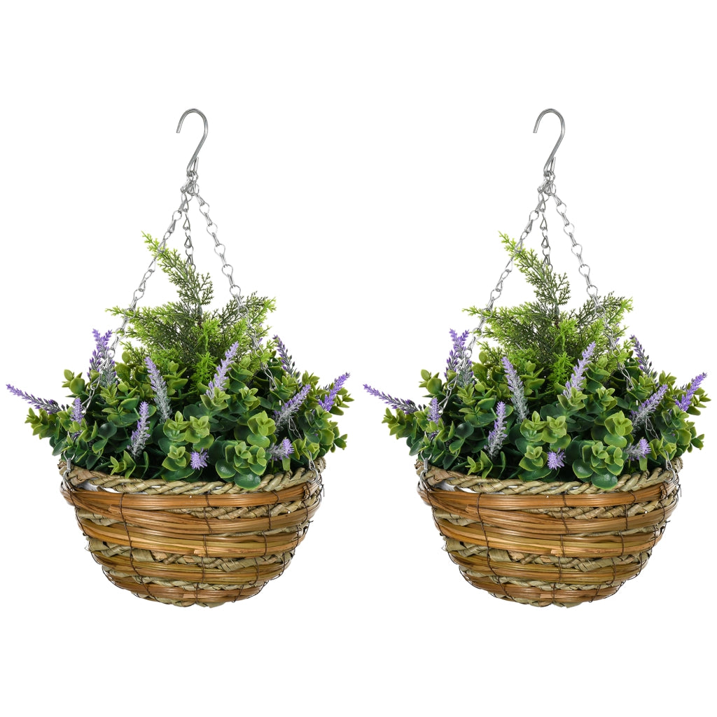 Vasi da fiore appesi artificiali Lisianthus ¨C zephmum ¨C Viola, set di 2 pezzi